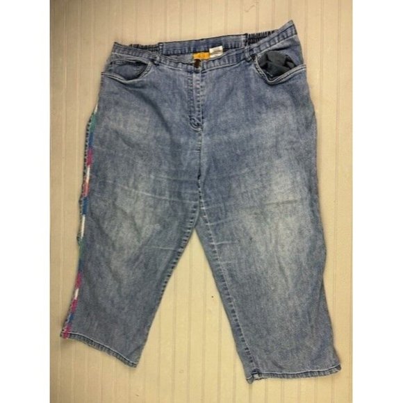 Ruby RD Size 16 Womens Capri Crop Jeans High Rise Elastic Waist Light Wa… - Picture 1 of 5
